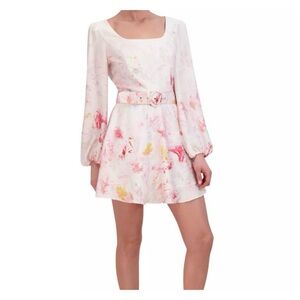 BCBGMAXAZRIA printed belted mini dress